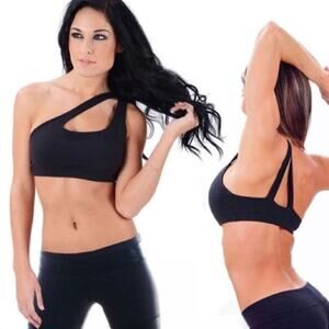 Affitnity One Shoulder Black Sports Bra Size Small